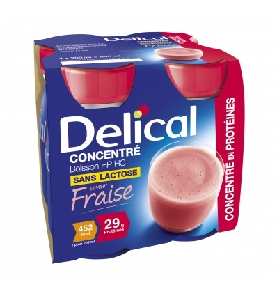 Boisson protéinée concentrée sans lactose Delical HP HC fraise