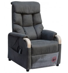Fauteuil releveur 1 moteur Gênes coloris gris foncé, bois nature