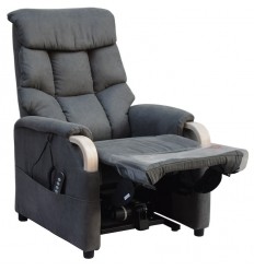 Fauteuil releveur 1 moteur Gênes coloris gris foncé, bois nature