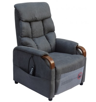 Fauteuil releveur 1 moteur Gênes coloris gris foncé, bois noyer foncé