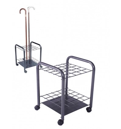 Présentoir canne de marche à roulettes noir Herdegen