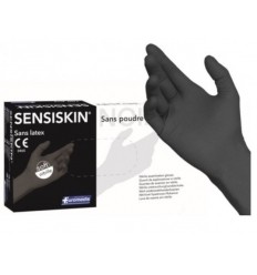 Boîte de 100 gants d'examen nitrile non poudrés noirs