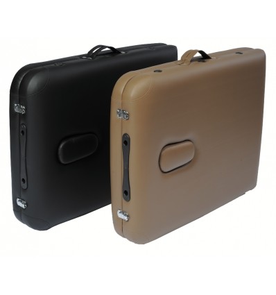 Tables de massage pliante Kinbasic coloris noire et marrons pliées