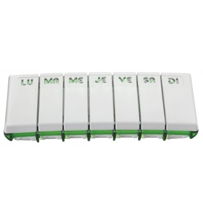 Pilulier semainier pour personne âgée Pilbox Tempo vert