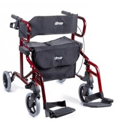 Déambulateur fauteuil roulant 2 en 1 Diamond Deluxe Drive Devilbiss rouge et noir