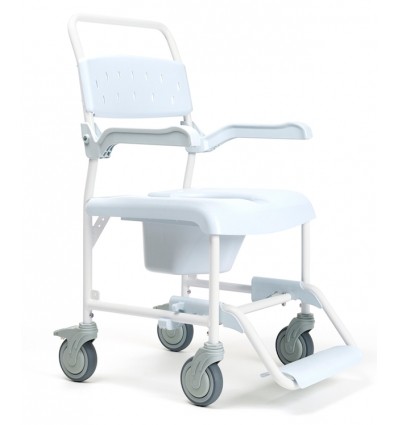 Chaise percée de douche roulante Pluo blanche Vermeiren